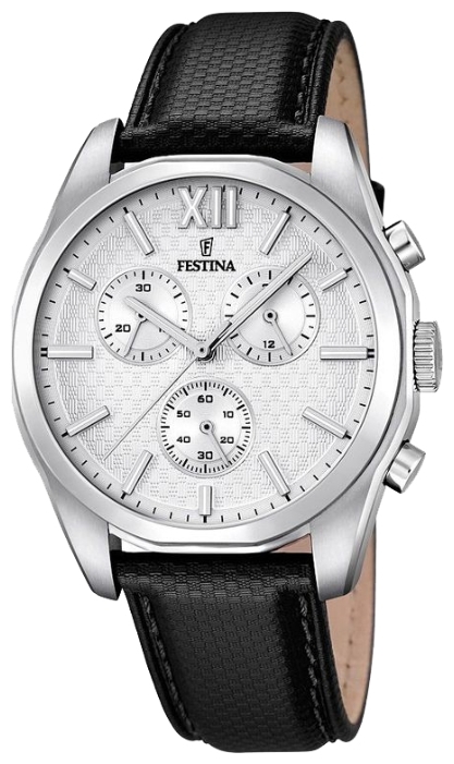 Festina F16860.3 - мужские наручные часы Festina F16860.3 - мужские наручные часыFestina<br><br><br>Бренд: Festina<br>Модель: Festina F16860/3<br>Артикул: F16860.3<br>Вариант артикула: None<br>Коллекция: None<br>Подколлекция: None<br>Страна: Испания<br>Пол: мужские<br>Тип механизма: кварцевые<br>Механизм: MJS00<br>Количество камней: None<br>Автоподзавод: None<br>Источник энергии: от батарейки<br>Срок службы элемента питания: None<br>Дисплей: стрелки<br>Цифры: римские<br>Водозащита: WR 100<br>Противоударные: None<br>Материал корпуса: нерж. сталь<br>Материал браслета: кожа<br>Материал безеля: None<br>Стекло: минеральное<br>Антибликовое покрытие: None<br>Цвет корпуса: None<br>Цвет браслета: None<br>Цвет циферблата: None<br>Цвет безеля: None<br>Размеры: 43x50x12 мм<br>Диаметр: None<br>Диаметр корпуса: None<br>Толщина: None<br>Ширина ремешка: None<br>Вес: None<br>Спорт-функции: секундомер<br>Подсветка: стрелок<br>Вставка: None<br>Отображение даты: None<br>Хронограф: есть<br>Таймер: None<br>Термометр: None<br>Хронометр: None<br>GPS: None<br>Радиосинхронизация: None<br>Барометр: None<br>Скелетон: None<br>Дополнительная информация: None<br>Дополнительные функции: None