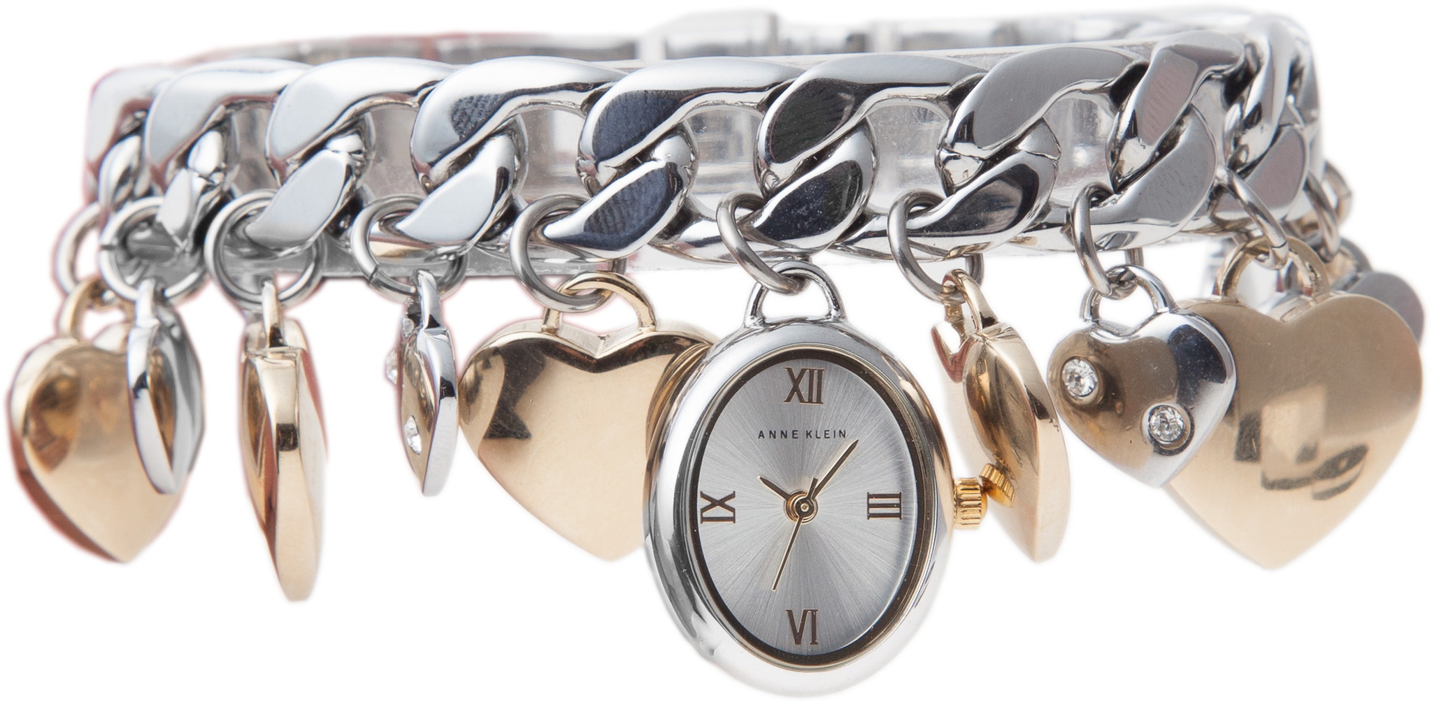 Anne Klein 1249CHRM - женские наручные часы из коллекции Time to charme Anne Klein 1249CHRM - женские наручные часы из коллекции Time to charmeAnne Klein<br><br><br>Бренд: Anne Klein<br>Модель: Anne Klein 1249 CHRM<br>Артикул: 1249CHRM<br>Вариант артикула: None<br>Коллекция: Time to charme<br>Подколлекция: None<br>Страна: США<br>Пол: женские<br>Тип механизма: кварцевые<br>Механизм: None<br>Количество камней: None<br>Автоподзавод: None<br>Источник энергии: от батарейки<br>Срок службы элемента питания: None<br>Дисплей: стрелки<br>Цифры: римские<br>Водозащита: WR 30<br>Противоударные: None<br>Материал корпуса: латунь<br>Материал браслета: латунь, PVD покрытие (частичное): позолота<br>Материал безеля: None<br>Стекло: минеральное<br>Антибликовое покрытие: None<br>Цвет корпуса: None<br>Цвет браслета: None<br>Цвет циферблата: None<br>Цвет безеля: None<br>Размеры: 17.5x6.5 мм<br>Диаметр: None<br>Диаметр корпуса: None<br>Толщина: None<br>Ширина ремешка: None<br>Вес: None<br>Спорт-функции: None<br>Подсветка: None<br>Вставка: кристаллы Swarovski<br>Отображение даты: None<br>Хронограф: None<br>Таймер: None<br>Термометр: None<br>Хронометр: None<br>GPS: None<br>Радиосинхронизация: None<br>Барометр: None<br>Скелетон: None<br>Дополнительная информация: None<br>Дополнительные функции: None