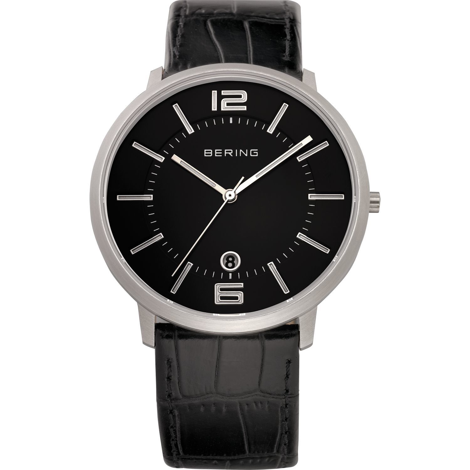 Bering 11139-409 - мужские наручные часы из коллекции Classic Bering 11139-409 - мужские наручные часы из коллекции ClassicBering<br>мужские, сапфировое стекло, корпус из нерж. стали, ремешок из кожи теленка черного цвета, циферблат черного цвета, центральная секундная стрелка, с числовым календарем<br><br>Бренд: Bering<br>Модель: Bering 11139-409<br>Артикул: 11139-409<br>Вариант артикула: ber-11139-409<br>Коллекция: Classic<br>Подколлекция: None<br>Страна: Дания<br>Пол: мужские<br>Тип механизма: кварцевые<br>Механизм: None<br>Количество камней: None<br>Автоподзавод: None<br>Источник энергии: от батарейки<br>Срок службы элемента питания: None<br>Дисплей: стрелки<br>Цифры: арабские<br>Водозащита: WR 50<br>Противоударные: None<br>Материал корпуса: нерж. сталь<br>Материал браслета: кожа (теленок)<br>Материал безеля: None<br>Стекло: сапфировое<br>Антибликовое покрытие: None<br>Цвет корпуса: серебристый<br>Цвет браслета: черный<br>Цвет циферблата: None<br>Цвет безеля: None<br>Размеры: 39x7 мм<br>Диаметр: 39 мм<br>Диаметр корпуса: None<br>Толщина: None<br>Ширина ремешка: None<br>Вес: None<br>Спорт-функции: None<br>Подсветка: стрелок<br>Вставка: None<br>Отображение даты: число<br>Хронограф: None<br>Таймер: None<br>Термометр: None<br>Хронометр: None<br>GPS: None<br>Радиосинхронизация: None<br>Барометр: None<br>Скелетон: None<br>Дополнительная информация: None<br>Дополнительные функции: None