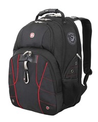 Рюкзак WENGER, цвет чёрный/красный, полиэстер 900D/600D/искуственная кожа, 34x18x47 см, 29 л