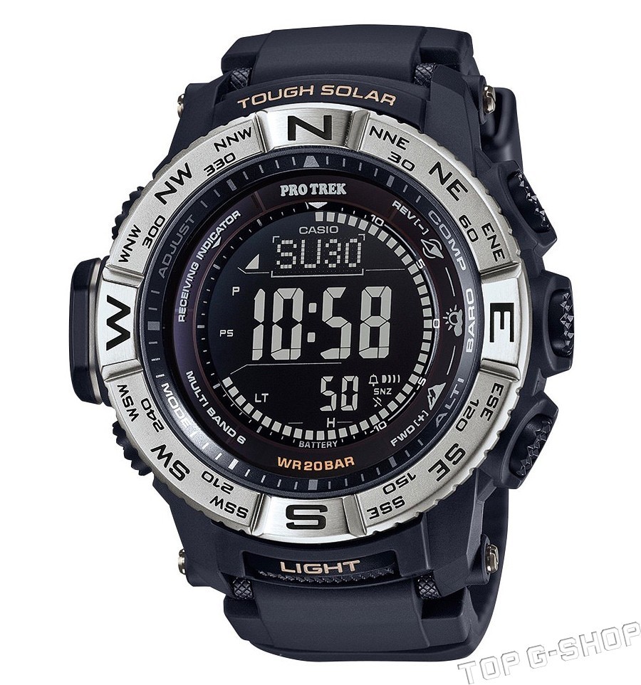 Casio Protrek PRW-3510-1E / PRW-3510-1ER - мужские наручные часы Casio Protrek PRW-3510-1E / PRW-3510-1ER - мужские наручные часыCasio<br><br><br>Бренд: Casio<br>Модель: Casio PRW-3510-1E<br>Артикул: PRW-3510-1E<br>Вариант артикула: PRW-3510-1ER<br>Коллекция: Protrek<br>Подколлекция: None<br>Страна: Япония<br>Пол: мужские<br>Тип механизма: кварцевые<br>Механизм: None<br>Количество камней: None<br>Автоподзавод: None<br>Источник энергии: от солнечной батареи<br>Срок службы элемента питания: None<br>Дисплей: цифры<br>Цифры: None<br>Водозащита: WR 100<br>Противоударные: есть<br>Материал корпуса: алюминий + пластик<br>Материал браслета: каучук<br>Материал безеля: None<br>Стекло: минеральное<br>Антибликовое покрытие: None<br>Цвет корпуса: None<br>Цвет браслета: None<br>Цвет циферблата: None<br>Цвет безеля: None<br>Размеры: 47x56x12.3 мм<br>Диаметр: None<br>Диаметр корпуса: None<br>Толщина: None<br>Ширина ремешка: None<br>Вес: 94 г<br>Спорт-функции: секундомер, таймер обратного отсчета, высотомер, барометр, термометр, компас<br>Подсветка: дисплея<br>Вставка: None<br>Отображение даты: вечный календарь, число, месяц, год, день недели<br>Хронограф: None<br>Таймер: None<br>Термометр: None<br>Хронометр: None<br>GPS: None<br>Радиосинхронизация: None<br>Барометр: None<br>Скелетон: None<br>Дополнительная информация: автоподсветка, ежечасный сигнал, повтор сигнала будильника, время восхода и захода Солнца, коррекция времени по радиосигналу, функция сохранения энергии, функция включения/отключения звука кнопок, работоспособность в полной темноте до 7 месяцев в обычном режиме и до 23 месяцев в режиме сохранения энергии<br>Дополнительные функции: индикатор запаса хода, второй часовой пояс, будильник (количество установок: 5)
