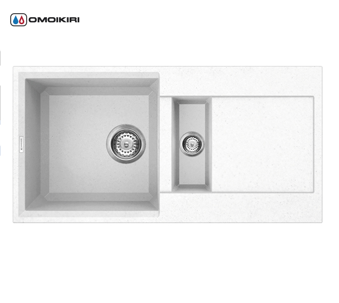 Кухонная мойка из искусственного гранита (Tetogranit) OMOIKIRI Sakaime 86-2-WH (4993129) Кухонная мойка из искусственного гранита (Tetogranit) OMOIKIRI Sakaime 86-2-WH (4993129)Кухонные мойки из искусственного гранита<br>Кухонная мойка из искусственного гранита (Tetogranit) OMOIKIRI Sakaime 86-2-WH (4993129)<br> <br><br><br><br><br>Преимущества моек из Tetogranit<br><br><br><br><br><br><br><br><br>Устойчива к царапинам<br>Устойчива к ударам<br>Не впитывает запахи<br>Не окрашивается от продуктов<br><br><br><br><br>TETOGRANIT на 80% состоят из гранитной крошки и на 20% из акриловой смолы. Кухонные мойки из композитного материала TETOGRANIT, обладают специфическими свойствами и особыми характеристиками. Ему свойственна высокая надежность, однородная структура, а также устойчивость к воздействию различных химических веществ. В состав акриловой смолы входят ионы серебра, которые препятствуют размножению бактерий на поверхности мойки.<br>TETOGRANIT имеет превосходную сопротивляемость к ударам и царапинам. Мойка прослужит долгие годы, сохранив первоначальный вид.<br>Компания OMOIKIRI обладает уникальной инновационной системой производства: T.P.S. (TETOGRANIT Production System). Новая технология была запатентована компанией OMOIKIRI в 2014 году. Данную технологию можно смело считать самой прогрессивной среди производителей продукции из утверждающихся композиционных материалов в кухонном сегменте.<br>Комплектация:<br><br>крепления;<br>донный клапан (автоматический донный клапан приобретается отдельно);<br>сифон.<br><br><br><br><br><br>Руководство по монтажу<br><br><br><br>Официальный сертифицированный продавец OMOIKIRI™<br>