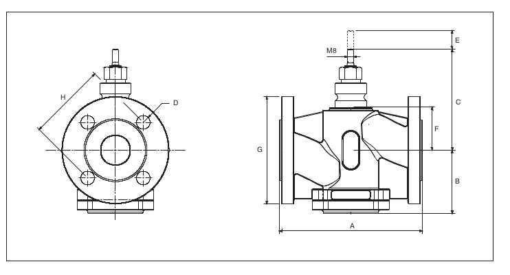 Размеры клапана  Schneider Electric V231-15-0,63