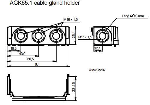 Размеры держателя сальника кабеля Siemens AGK65.1