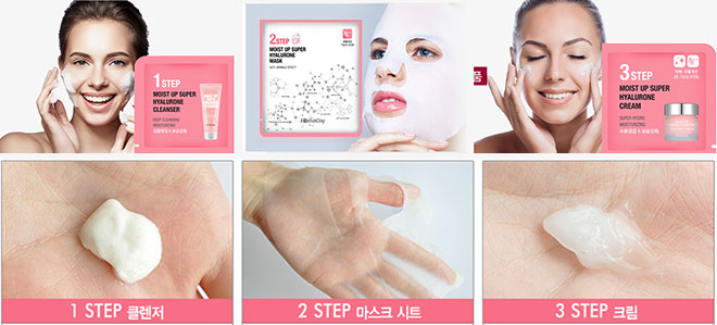 Трёхшаговая маска для лица с гиалуроновой кислотой ElishaCoy Super Hyalurone 3 step Care Solution
