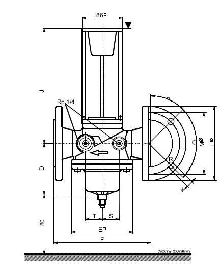 Размеры клапана Siemens VLF45.504