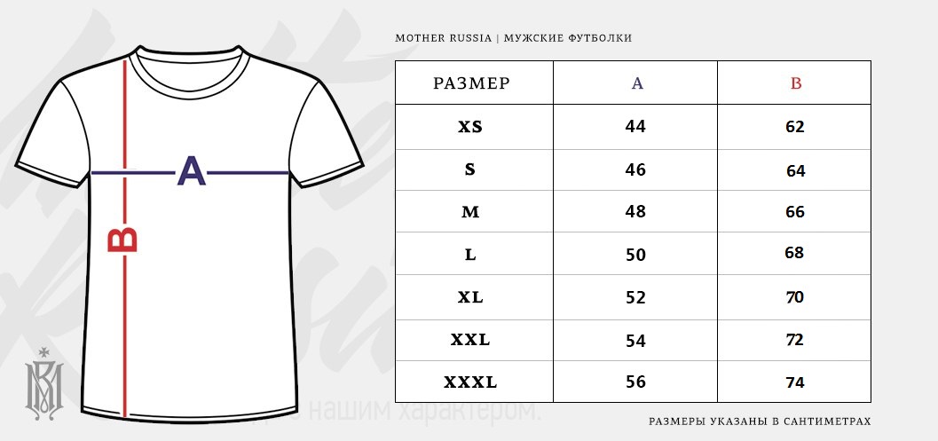 Схема размера футболки