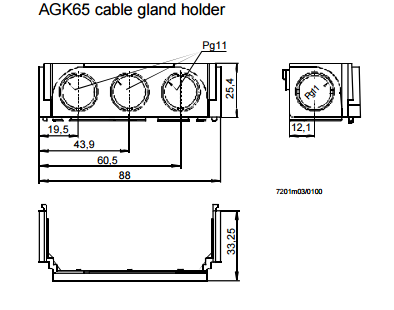 Размеры держателя сальника кабеля Siemens AGK65