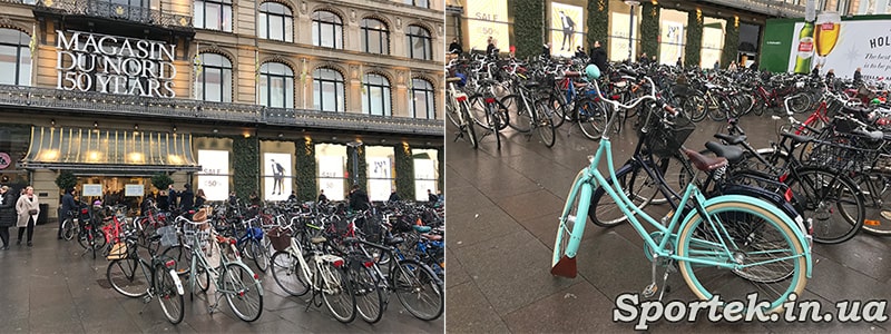 Велосипедна парковка біля магазину в Копенгагені