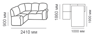 Габаритные размеры углового дивана Сиеста 1с2