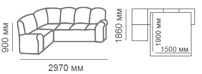 Габаритные размеры углового дивана Сиеста 1с3