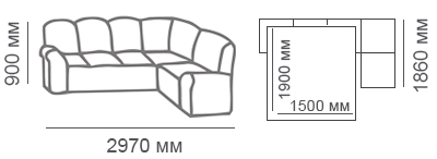 Габаритные размеры углового дивана Сиеста 3с1