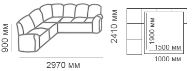 Габаритные размеры углового дивана Сиеста 2с3