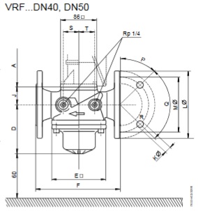 Размеры клапана Siemens VRF10.654