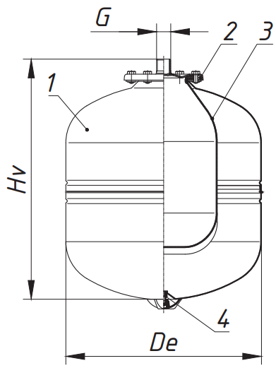 Конструкция мембранного бака Wester WAV 35