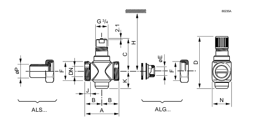 Размеры клапана Siemens VVG549.25-6.3K 