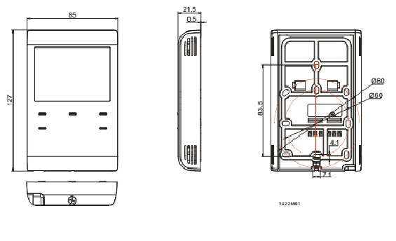 Размеры термостата Siemens RDE410