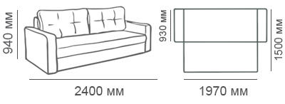 Габаритные размеры 3-местного дивана Макс П5