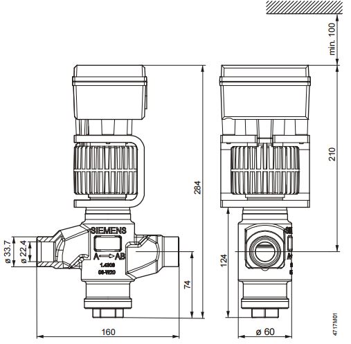 Размеры магнитного клапана Siemens MVS661.25-1.0N