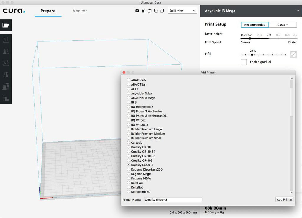 Cura не видит принтер ender 3