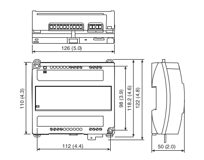 Размеры контроллера Tac Xenta 102-B