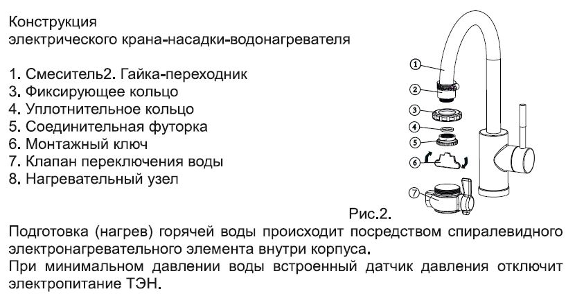 Схема проточного крана