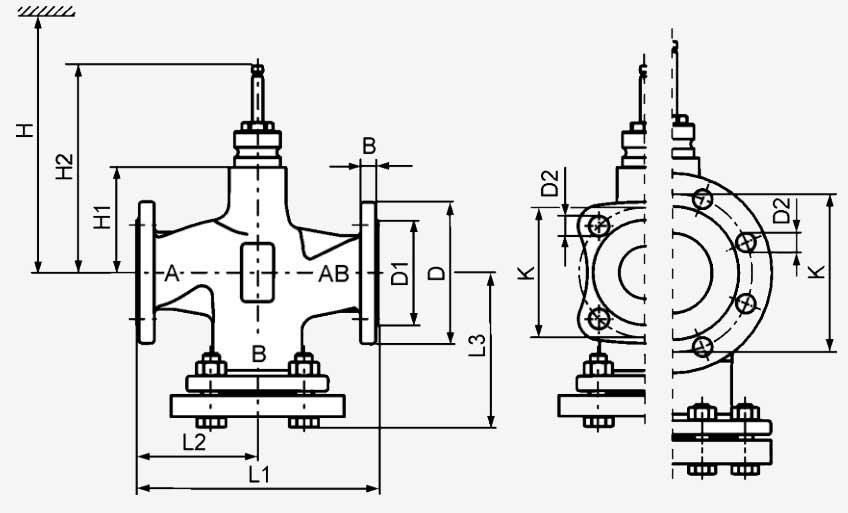 Размеры клапана Siemens VVF53.40-20