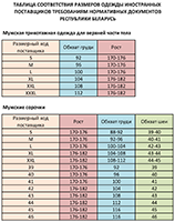 Таблица соответствия оригинала и изображения