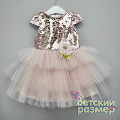 Платье (двойные пайетки, брошь)