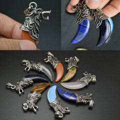 Stone Wolf Teeth Pendant Mixed Color