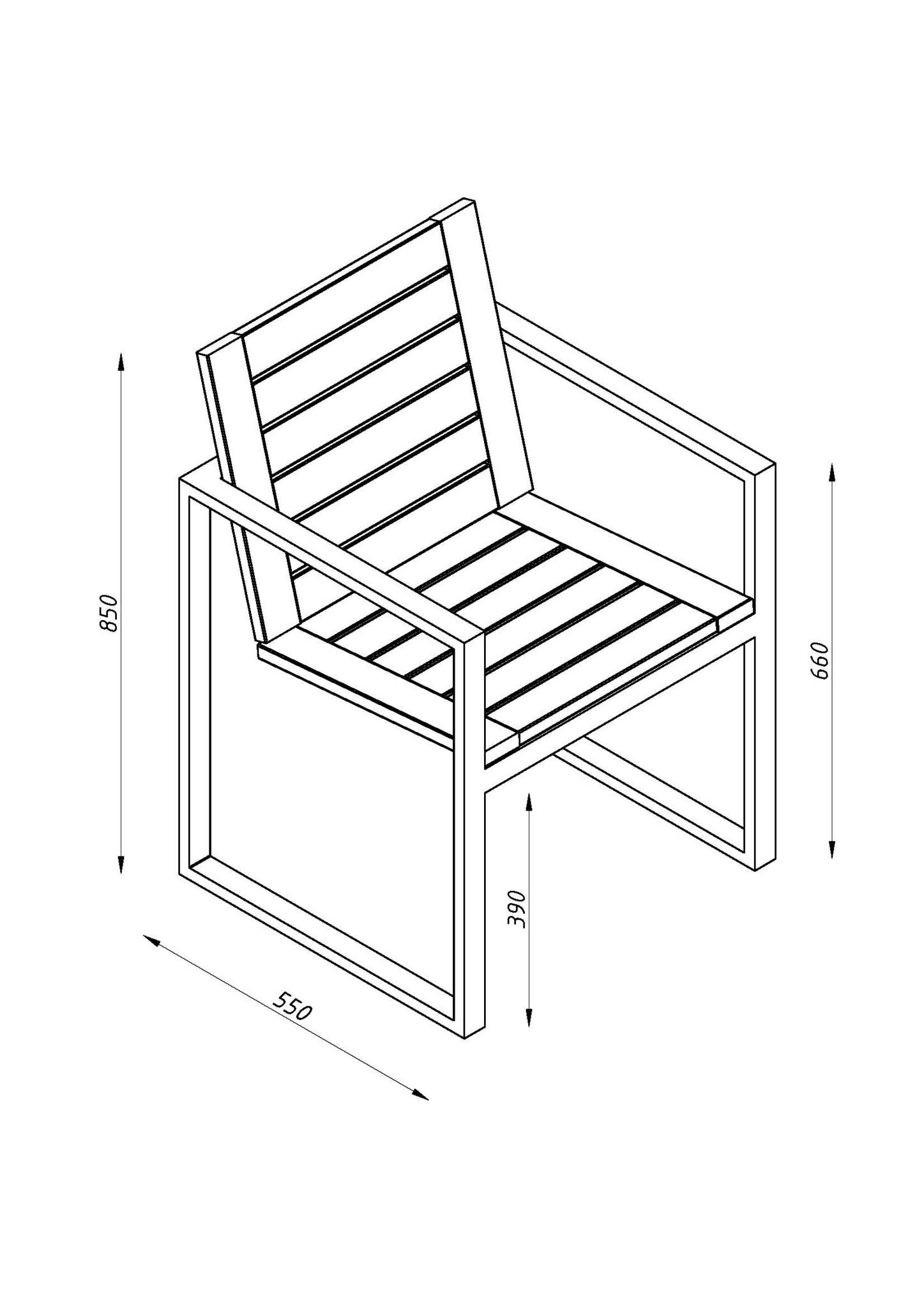 Схематичное изображение стула вид сверху