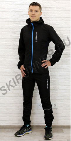 Беговой костюм с капюшоном Nordski Run Black-Blue мужской