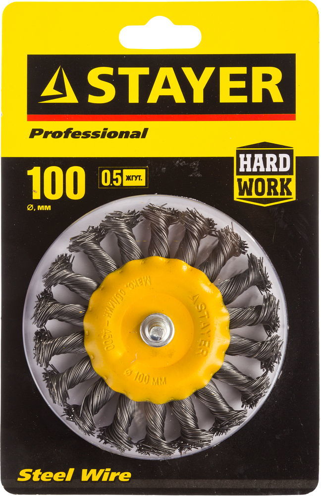 STAYER "PROFESSIONAL". Щетка дисковая для дрели, жгутированная стальная проволока 0,5мм, 100мм
