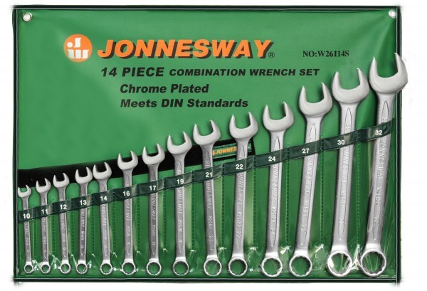 Набор ключей гаечных комбинированных в сумке, 10-32 мм, 14 предметов Jonnesway
