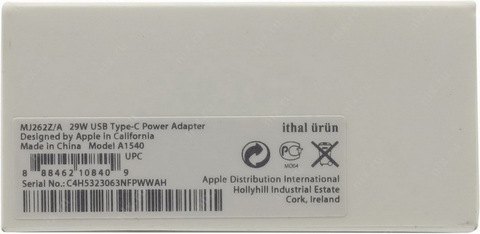 Оригинальный блок питания Apple 29W USB-C Power Adapter (для MacBook Retina 12) MJ262Z/A (A1540)