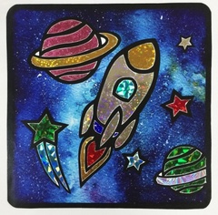 Ракета-аппликация цветной фольгой, MH006