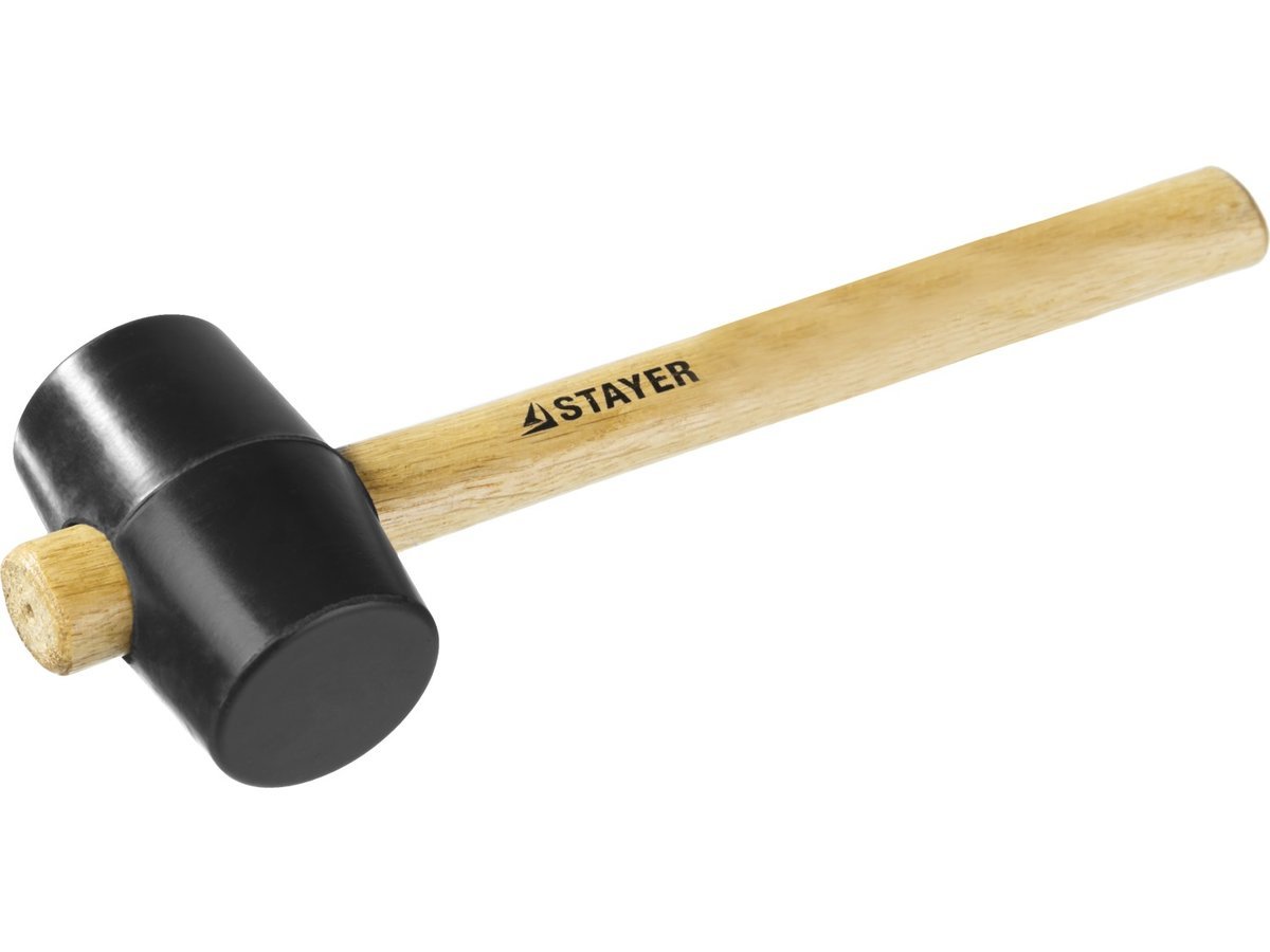 Киянка STAYER резиновая черная с деревянной ручкой, 225г