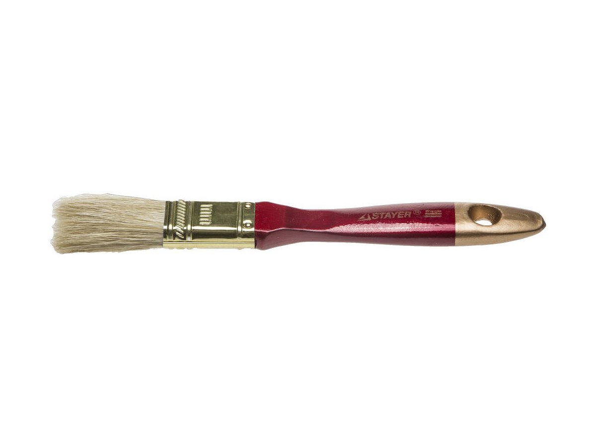 Кисть плоская STAYER "UNIVERSAL-PROFI", светлая натуральная щетина, деревянная ручка, 20мм