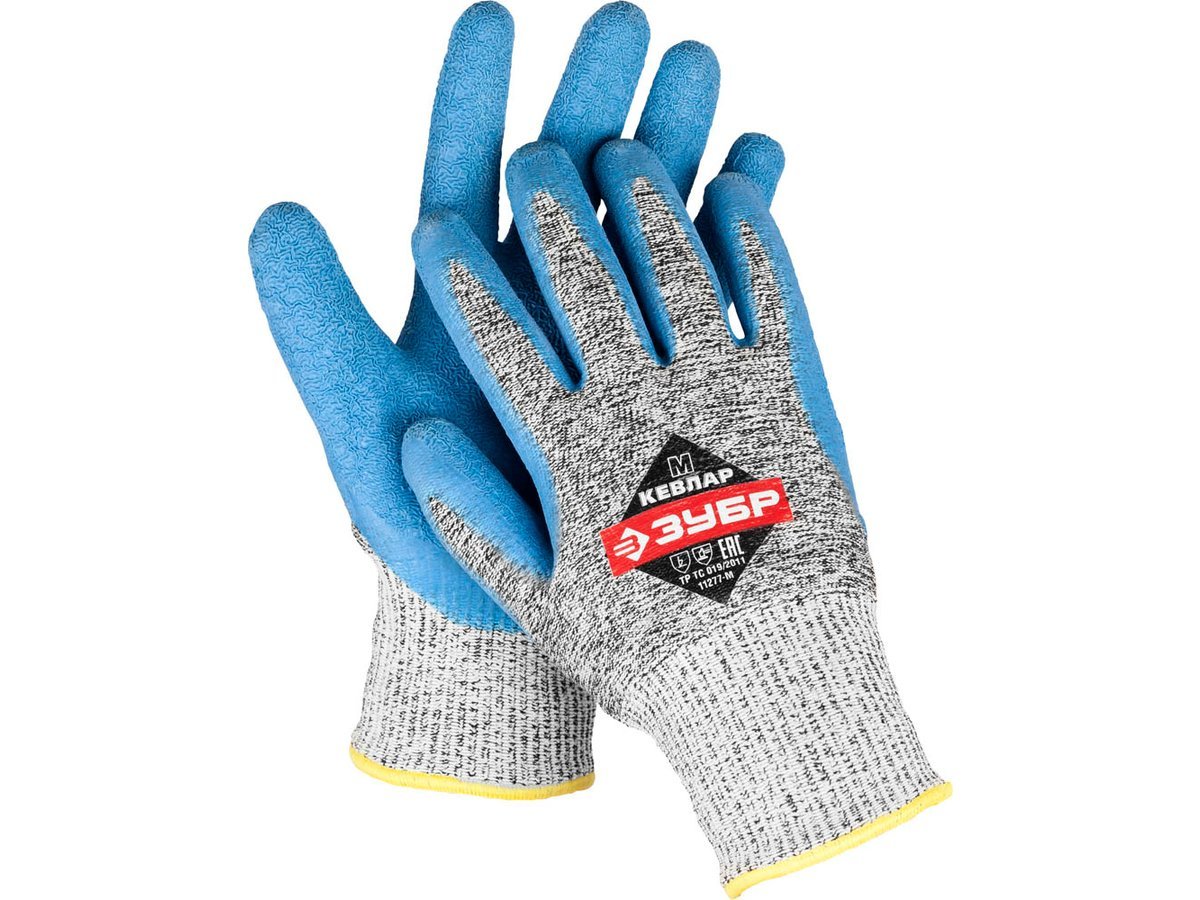 Перчатки ЗУБР для защиты от порезов, с рельефным латексным покрытием, размер L (9)