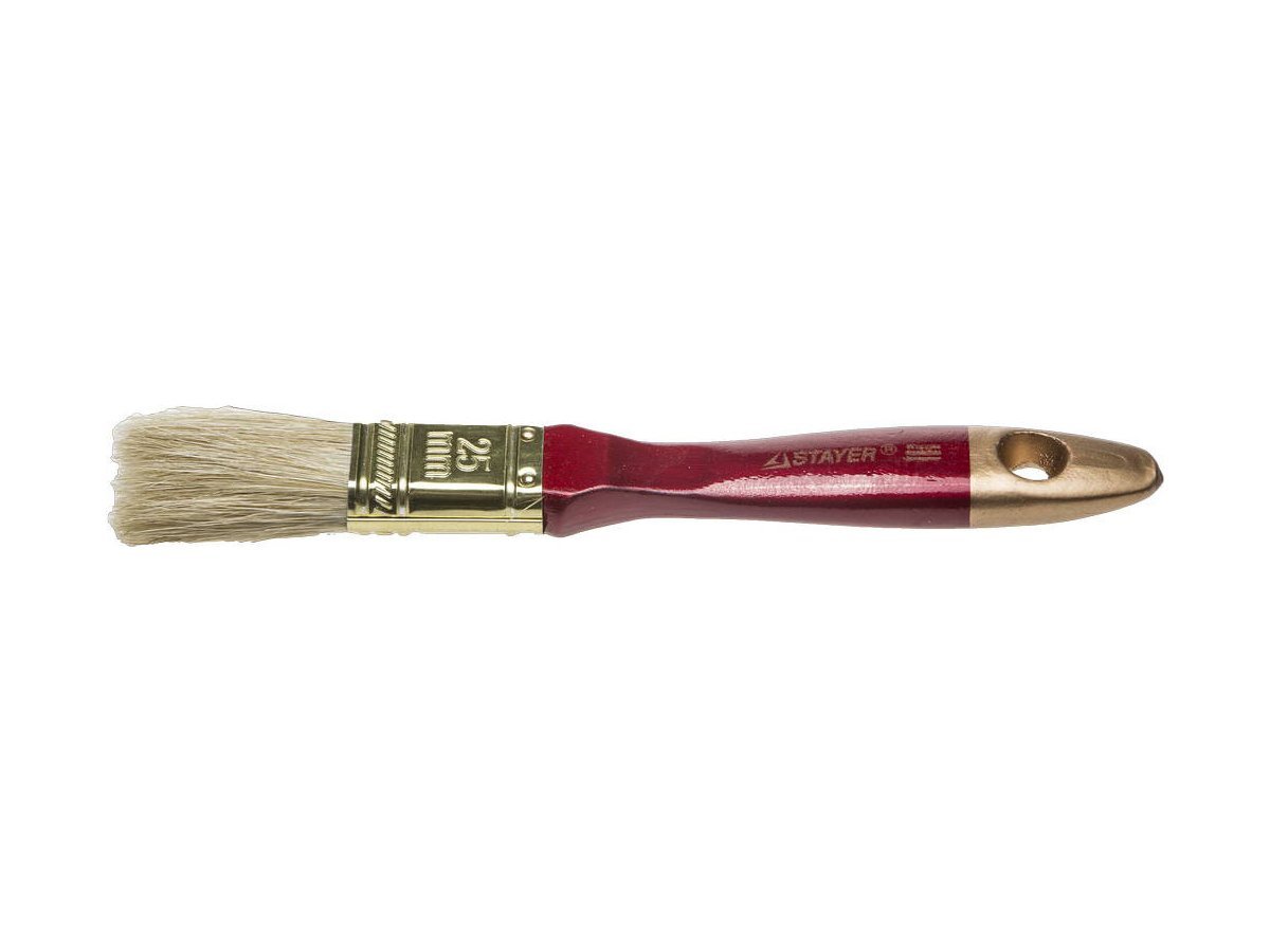 Кисть плоская STAYER "UNIVERSAL-PROFI", светлая натуральная щетина, деревянная ручка, 25мм