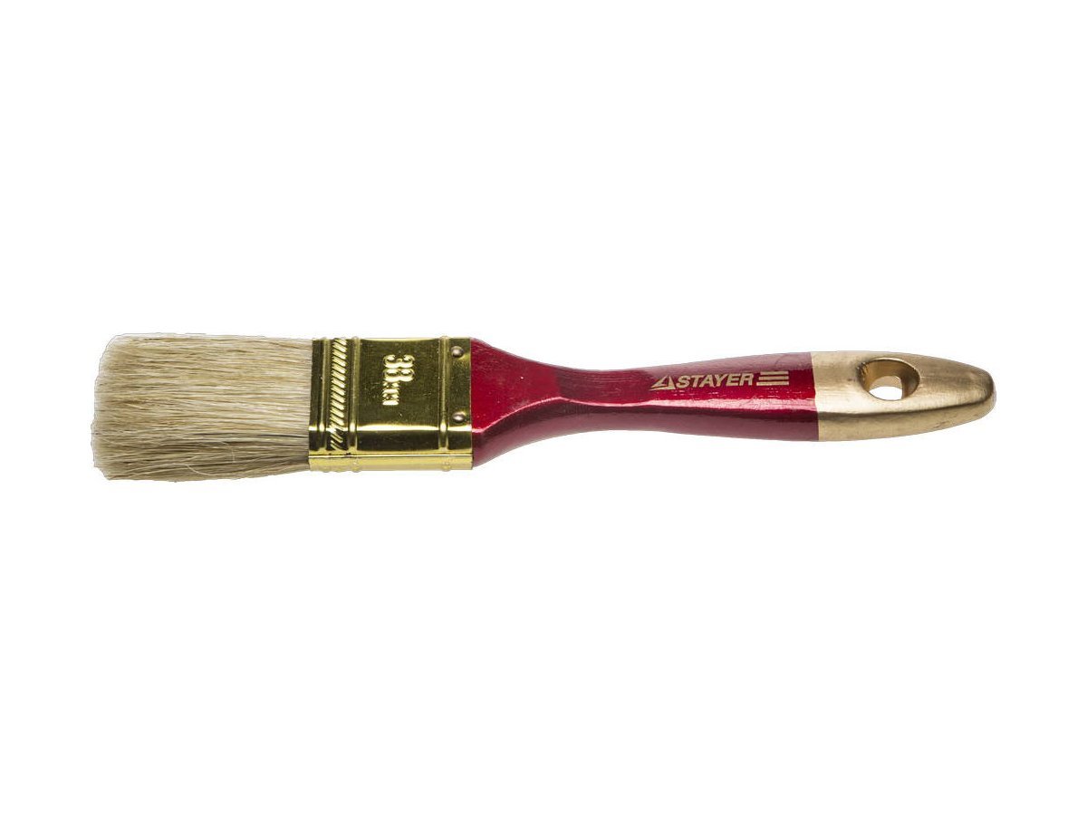 Кисть плоская STAYER "UNIVERSAL-PROFI", светлая натуральная щетина, деревянная ручка, 38мм