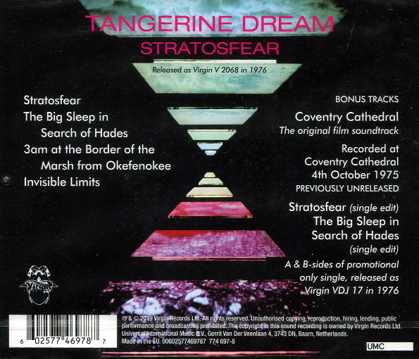 Tangerine Dream "Stratosfear" купить на аудио компактдиске Интернет