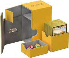 Ultimate Guard - Янтарная кожаная коробочка с отделением для кубиков на 80+ карт Ultimate Guard - Янтарная кожаная коробочка с отделением для кубиков на 80+ карт