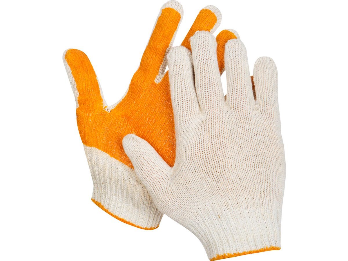 Перчатки ЗУБР трикотажные, 10 класс, х/б, с защитой от скольжения, S-M