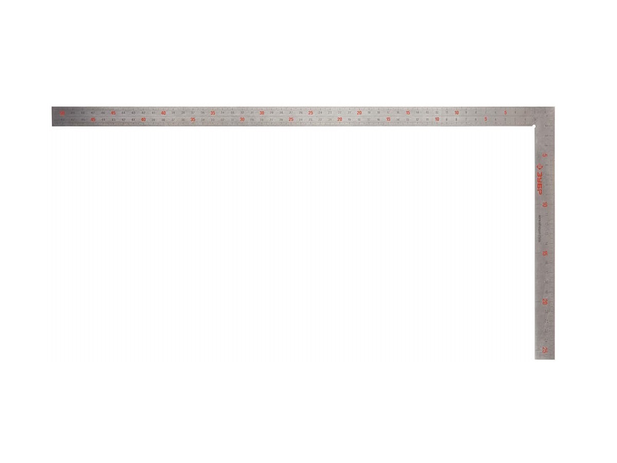 Угольник ЗУБР "ЭКСПЕРТ" столярный нерж. сталь, шкала: шаг 1 мм, гравированная, 500 х 250 мм