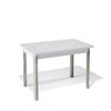 Стол кухонный KENNER 1100S раздвижной, стекло белое, подстолье белое/хром