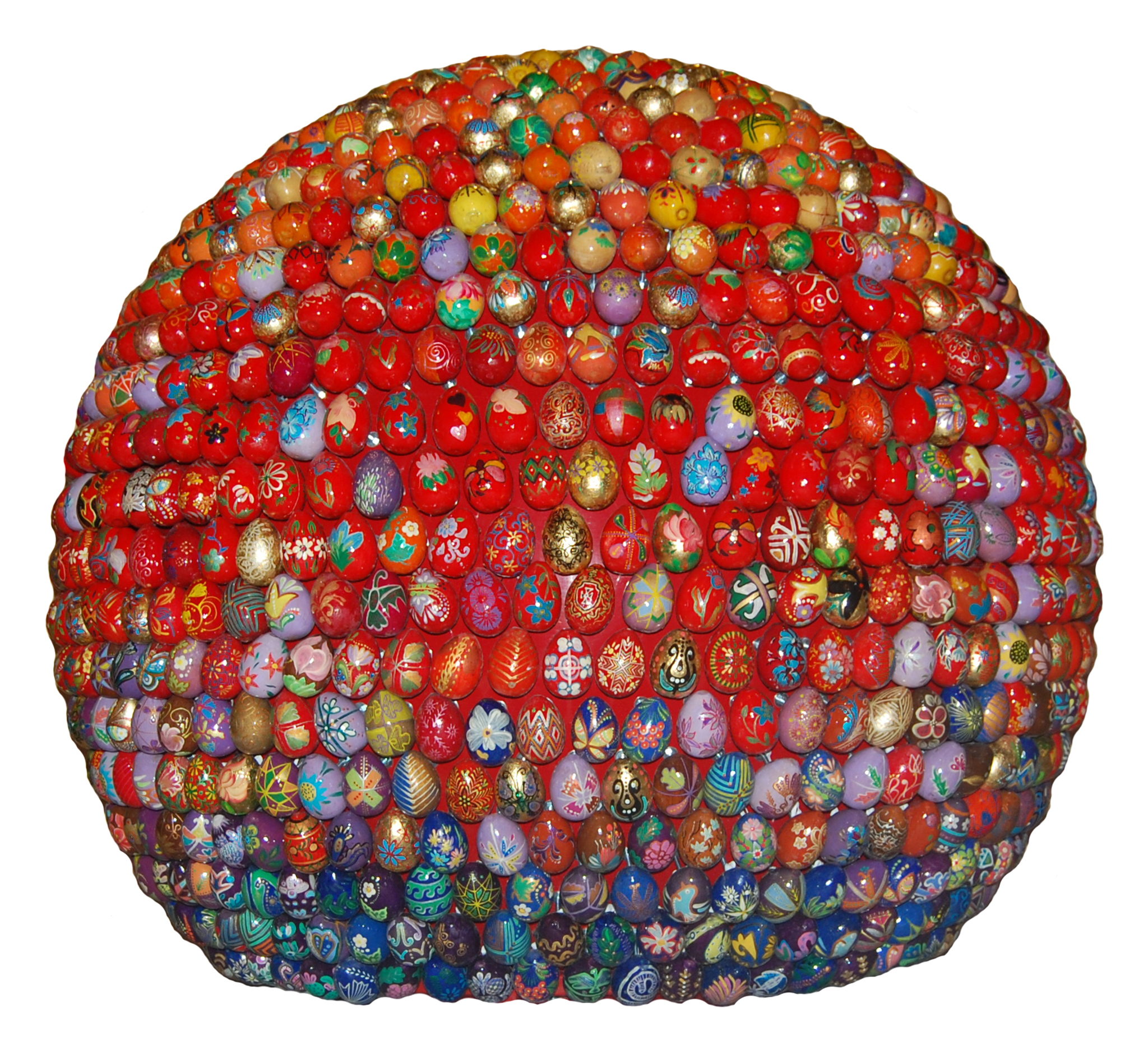 Small sphere, red and blue, floor-mounted Small sphere, red and blue, floor-mounted