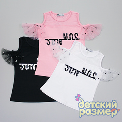 Футболка (бусины, сетка, открытые плечи)