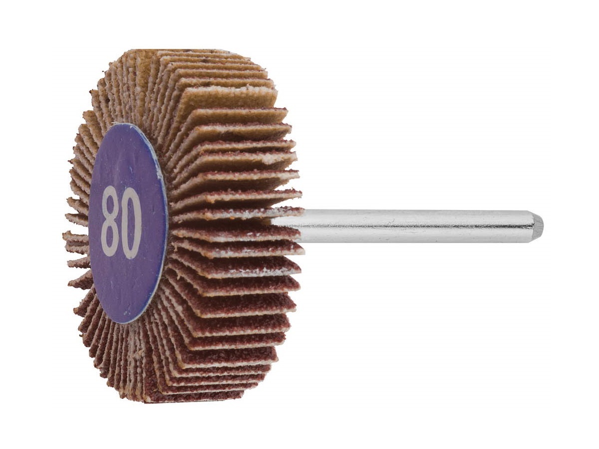 Круг ЗУБР веерный на шпильке, P 80, d 32x10x3,2 мм, L 45мм, 1шт