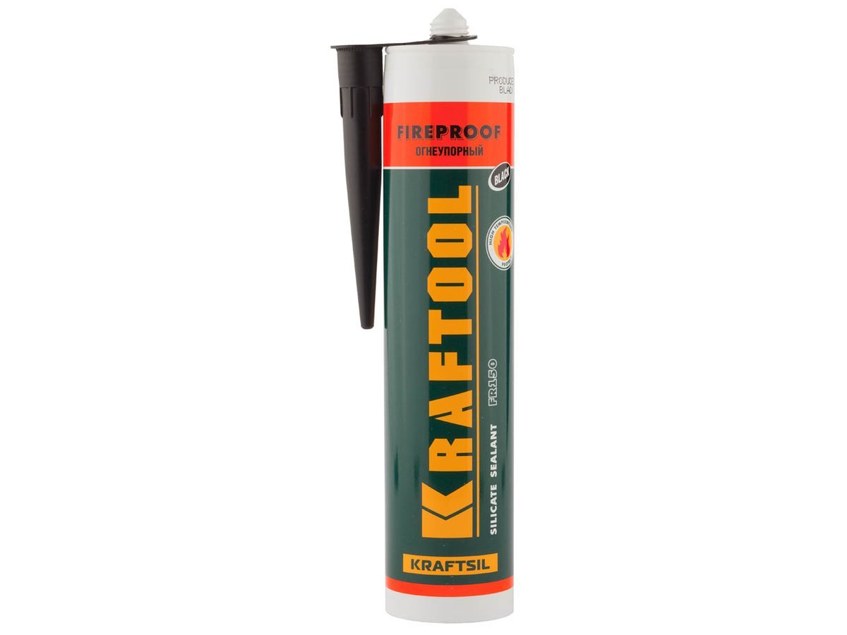 Герметик KRAFTOOL KRAFTFLEX FR150 силикатный огнеупорный "+1500 С", жаростойкий, черный, 300мл